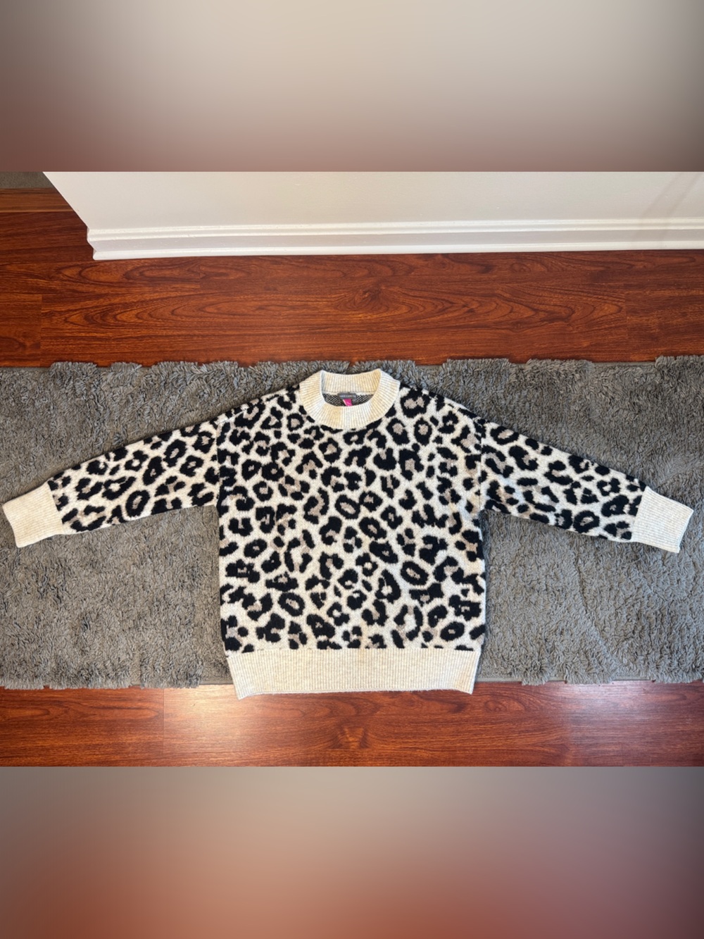 Vince Camuto Oversized Leopard Print Crewneck Sweater - Size S